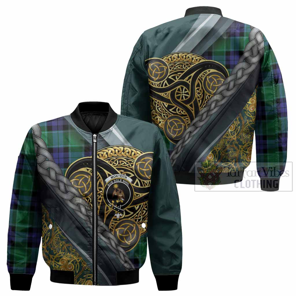 Monteith Tartan Crest Bomber Jacket Scottish Triskele Celtic - Tartan Vibes Clothing