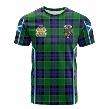 Monteith Tartan Crest Cotton T-shirt Scotland Coat of Arm Flag Style