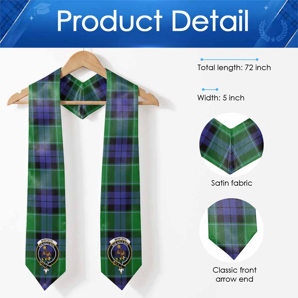 Monteith Tartan Crest Graduation Stole - Tartan Vibes Clothing