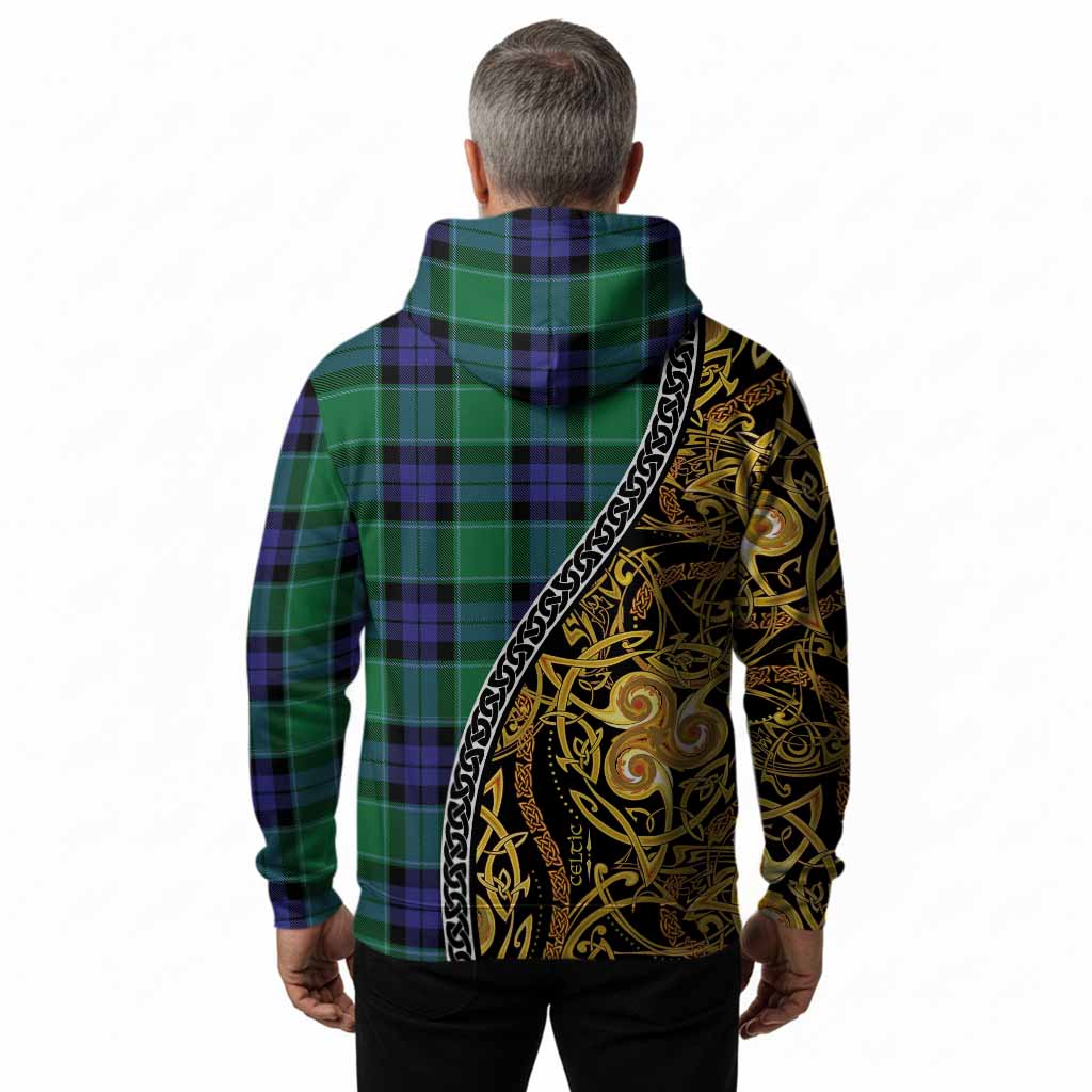 Monteith Tartan Crest Hoodie Celtic Knot and Triple Trickle Spiral Symbols