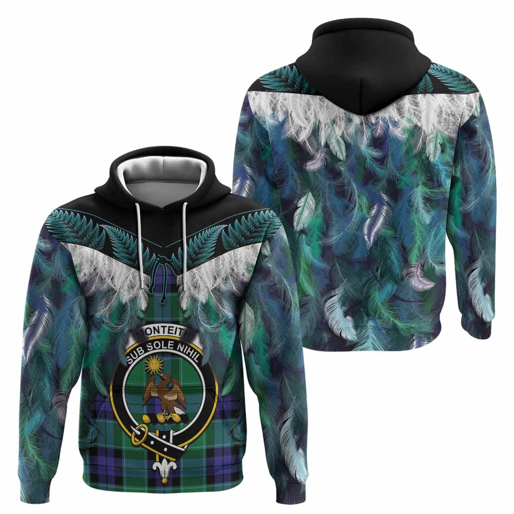 Monteith Tartan Crest Hoodie New Zealand Maori Korowai Cloak