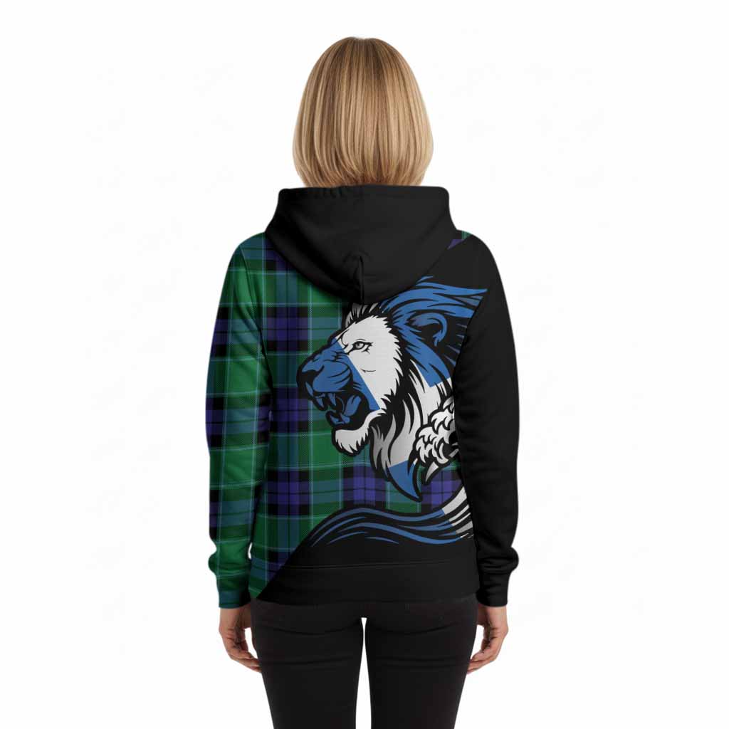 Monteith Tartan Crest Hoodie Scottish Golden Lions Wave Flow