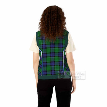 Monteith Tartan Crest Knitted V-Neck Vest Scotland Coat of Arm Flag Style