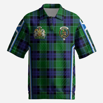 Monteith Tartan Crest Men’s Polo Sweater Top Scotland Coat of Arm Flag Style