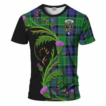 Monteith Tartan Crest T-Shirt Scottish Thistle Pride Heritage Art