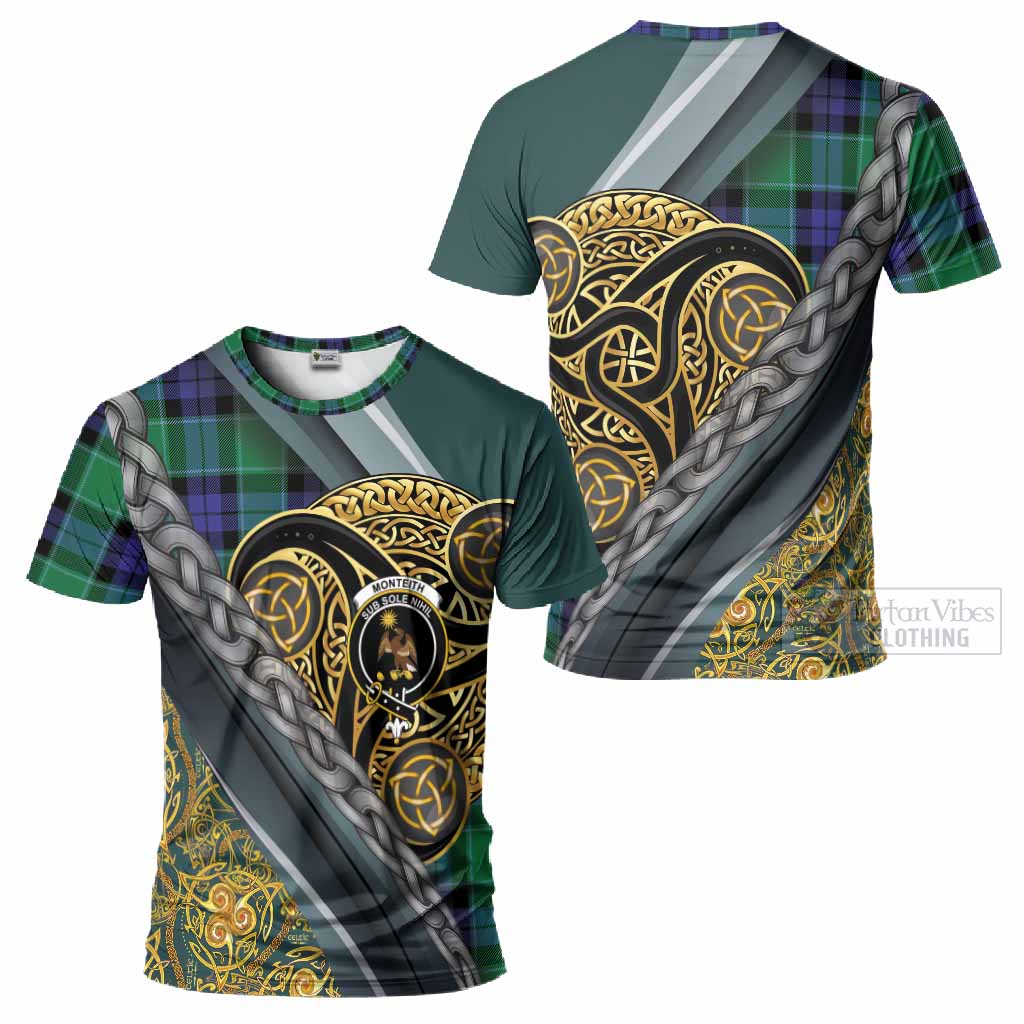Monteith Tartan Crest T-Shirt Scottish Triskele Celtic