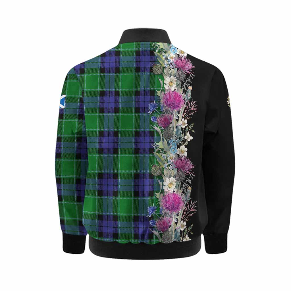 Monteith Tartan Crest Thistle Floral Kid Bomber Jacket Kid - Tartan Vibes Clothing
