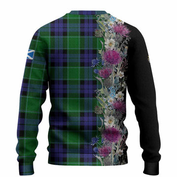 Monteith Tartan Crest Thistle Floral Knitted Sweater - Tartan Vibes Clothing