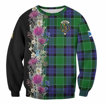 Monteith Tartan Crest Thistle Floral Sweatshirt Unisex - Tartan Vibes Clothing