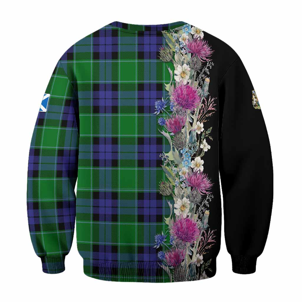 Monteith Tartan Crest Thistle Floral Sweatshirt - Tartan Vibes Clothing