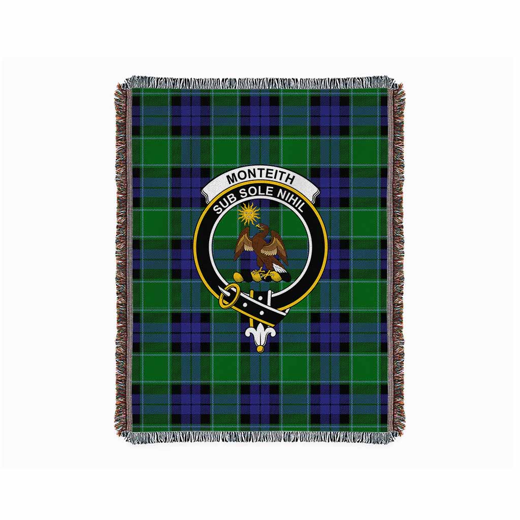 Monteith Tartan Crest Woven Blanket L 59 x 79 inches 150 x 200cm - Tartan Vibes Clothing
