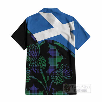 Monteith Tartan Family Crest Cotton Hawaiian Shirt Scotland Thistle Floral Flag Style