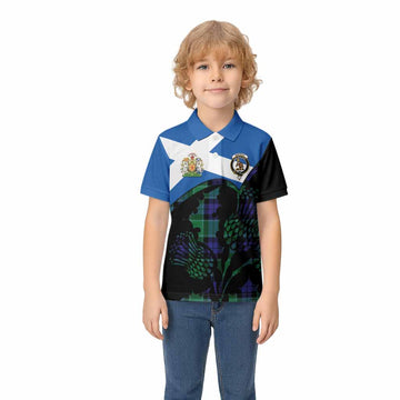 Monteith Tartan Family Crest Kid Polo Shirt Scotland Thistle Floral Flag Style
