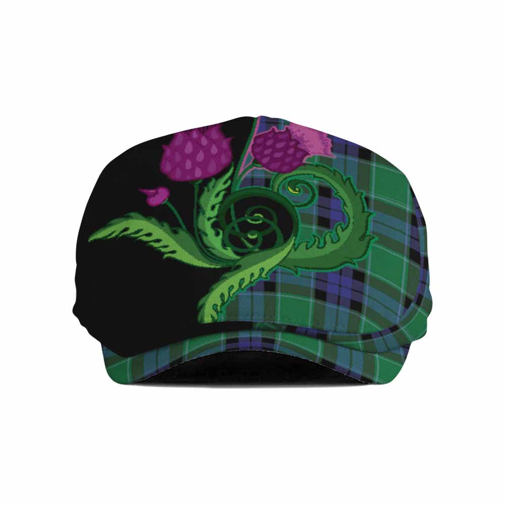 Monteith Tartan Flat Cap, Jeff Cap Traditional Scottish Thistle