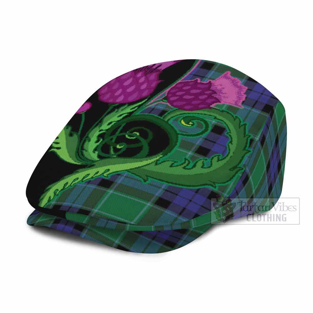 Monteith Tartan Flat Cap, Jeff Cap Traditional Scottish Thistle