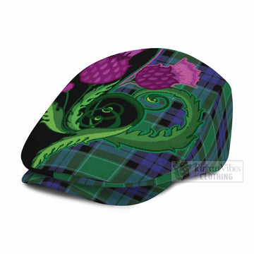 Monteith Tartan Flat Cap, Jeff Cap Traditional Scottish Thistle