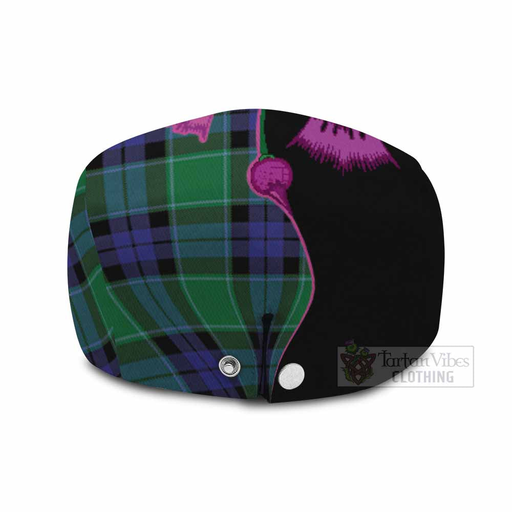 Monteith Tartan Flat Cap, Jeff Cap Traditional Scottish Thistle
