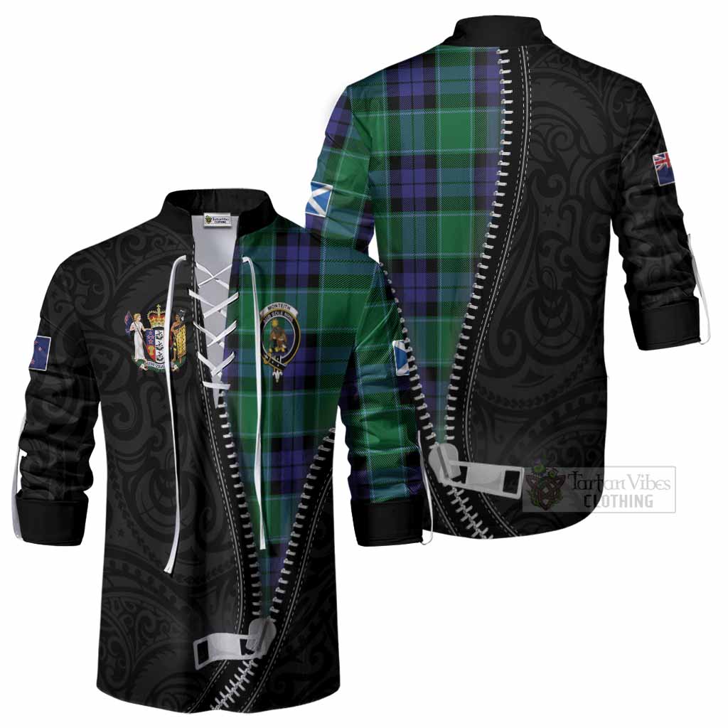 Monteith Tartan Ghillie Shirt New Zealand Pattern Unique Zipper Stylized