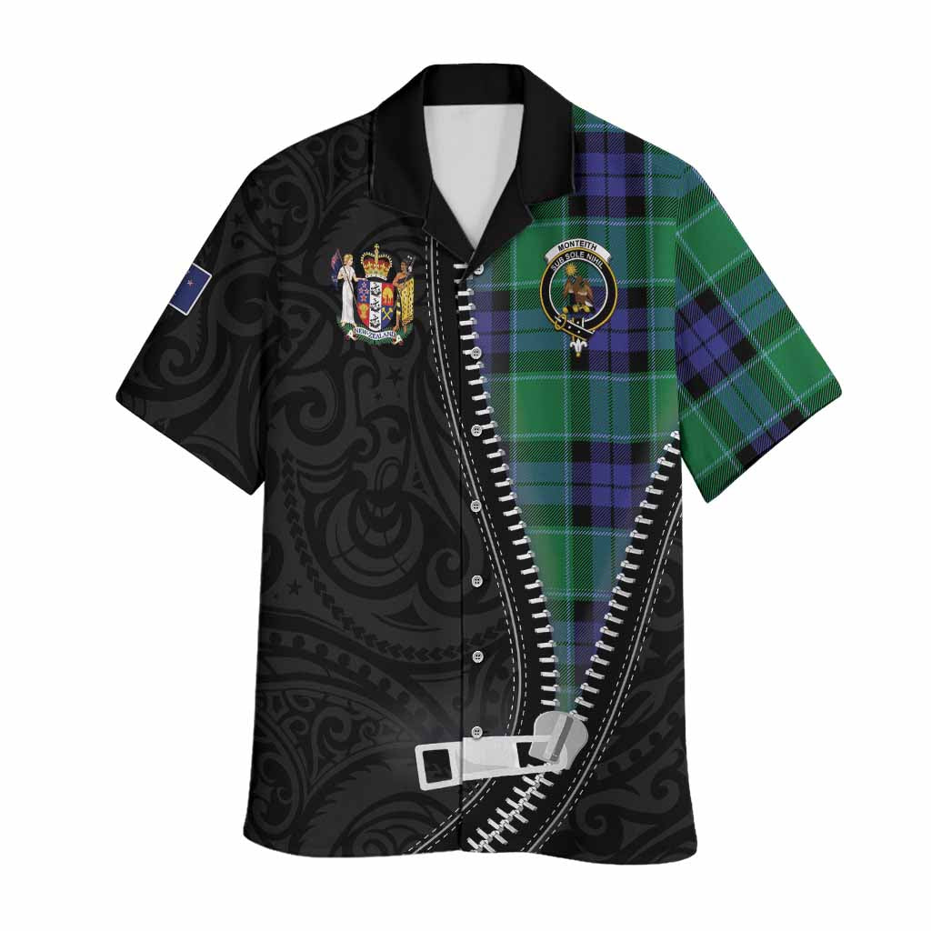Monteith Tartan Hawaiian Shirt New Zealand Pattern Unique Zipper Stylized
