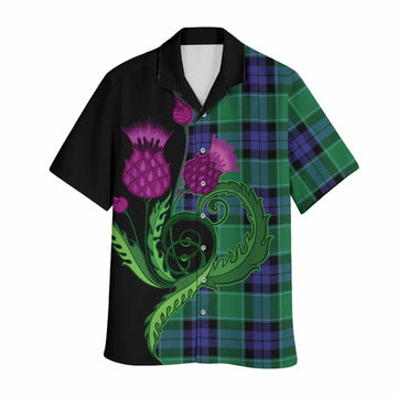 Monteith Tartan Hawaiian Shirt Traditional Scottish Thistle