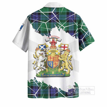 Monteith Tartan Hawaiian Shirt with Family Crest and Lion Rampant Grunge Style