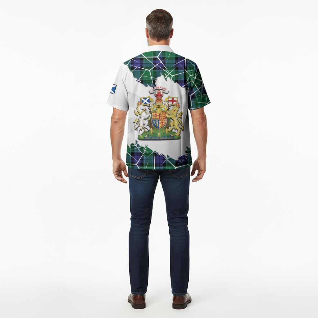 Monteith Tartan Hawaiian Shirt with Family Crest and Lion Rampant Grunge Style