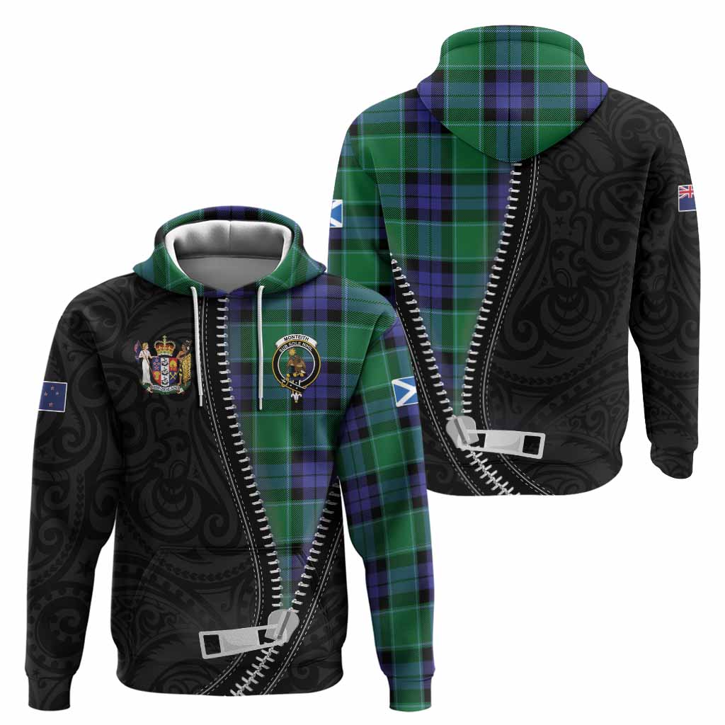 Monteith Tartan Hoodie New Zealand Pattern Unique Zipper Stylized