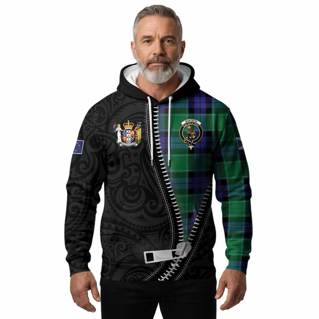Monteith Tartan Hoodie New Zealand Pattern Unique Zipper Stylized