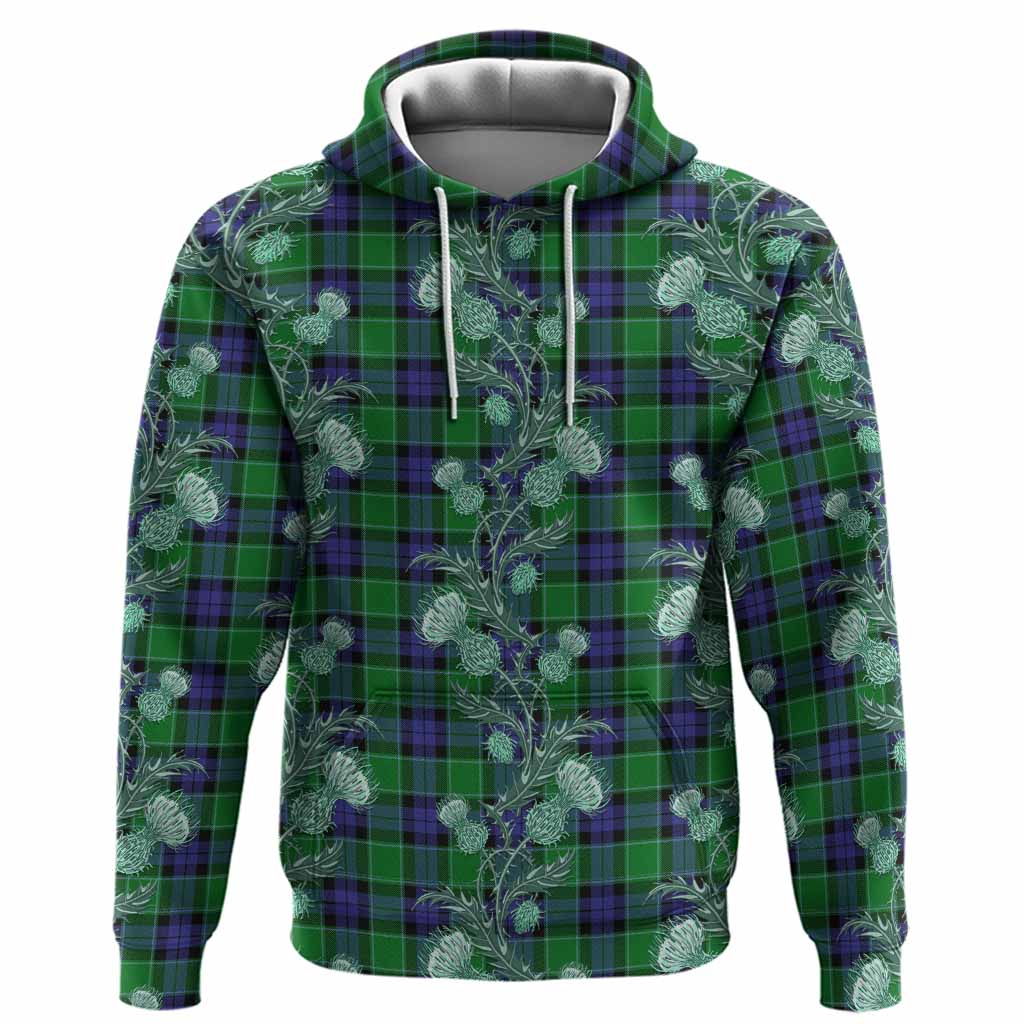 Monteith Tartan Hoodie Seamless Scottish Thistle Flowers