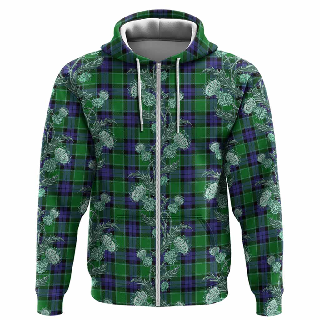 Monteith Tartan Hoodie Seamless Scottish Thistle Flowers