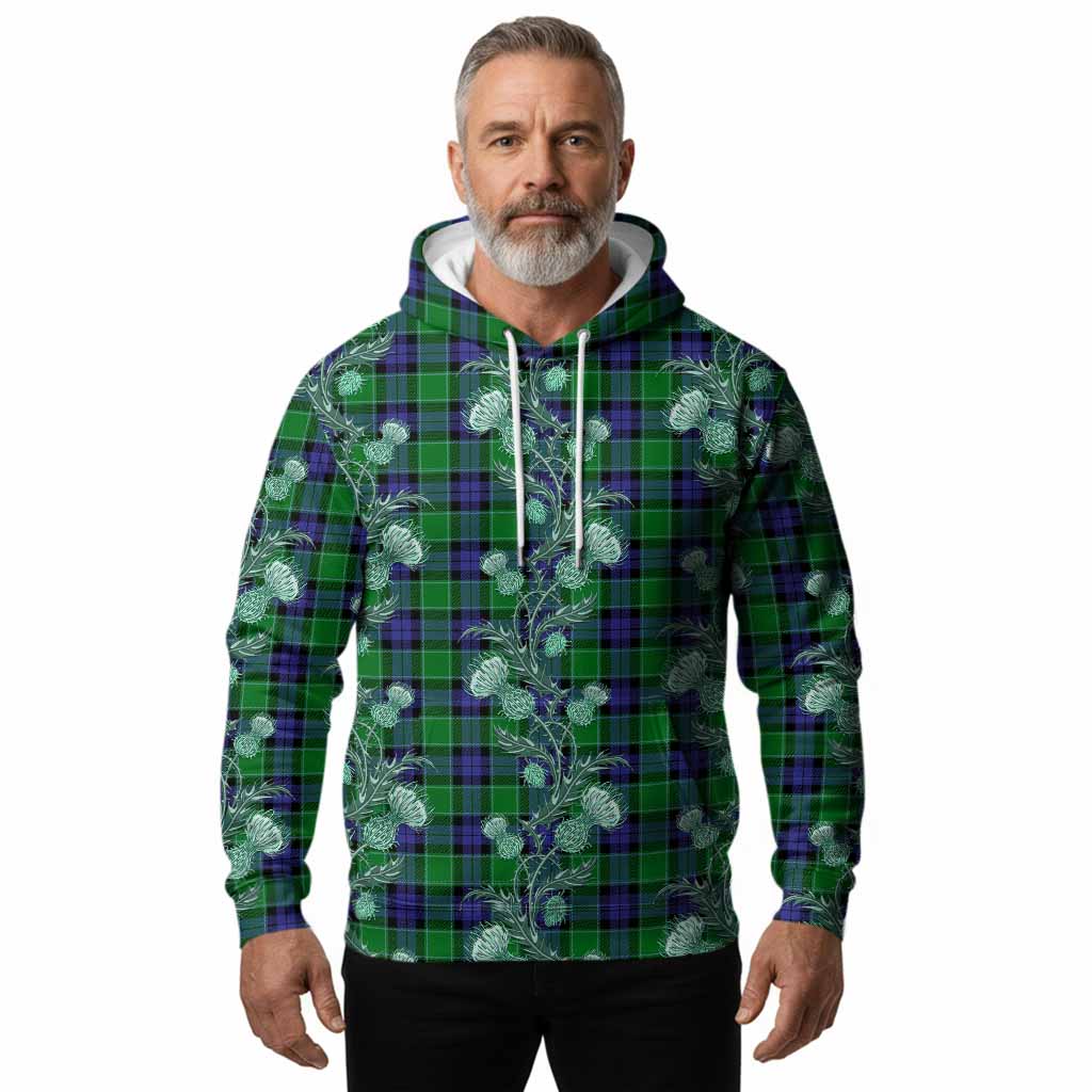 Monteith Tartan Hoodie Seamless Scottish Thistle Flowers