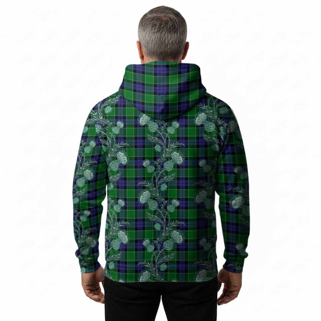 Monteith Tartan Hoodie Seamless Scottish Thistle Flowers