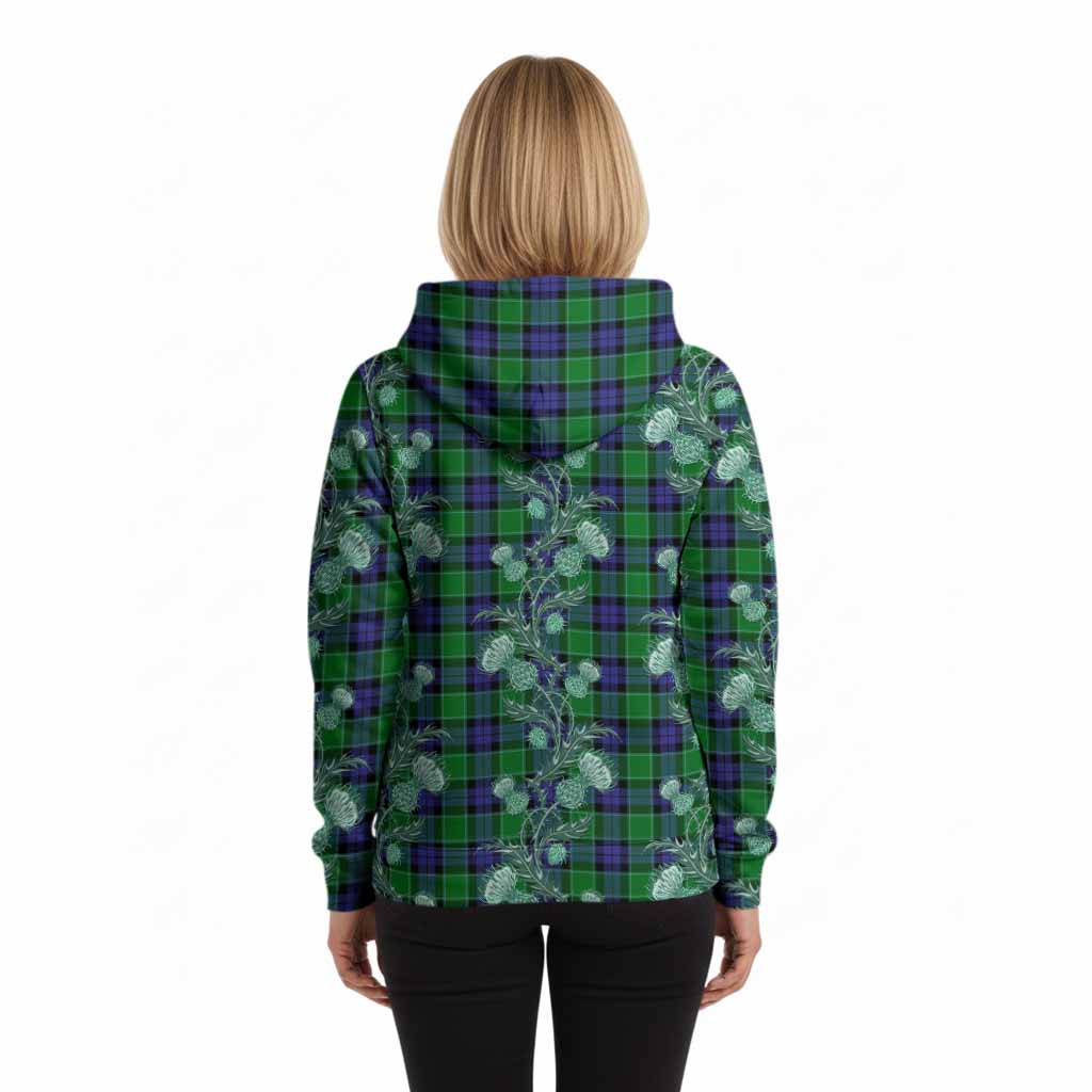 Monteith Tartan Hoodie Seamless Scottish Thistle Flowers