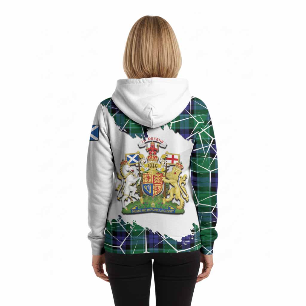 Monteith Tartan Hoodie with Family Crest and Lion Rampant Grunge Style