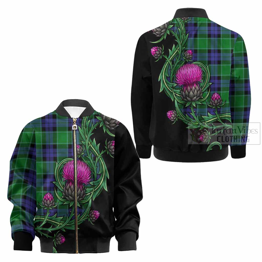 Monteith Tartan Kid Bomber Jacket Resilient Scottish Thistle - Tartan Vibes Clothing