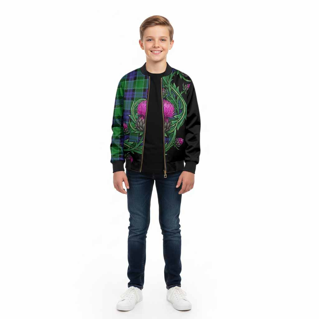 Monteith Tartan Kid Bomber Jacket Resilient Scottish Thistle - Tartan Vibes Clothing