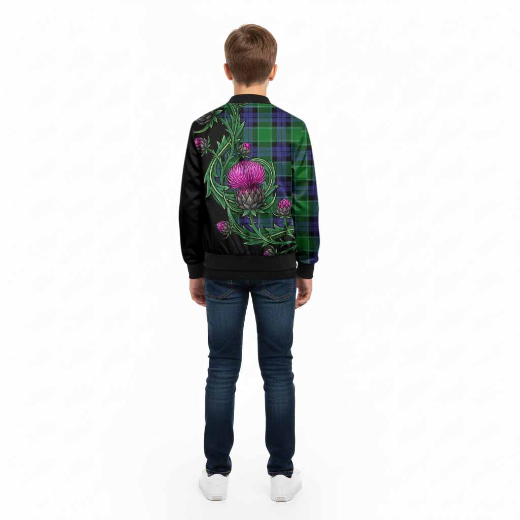 Monteith Tartan Kid Bomber Jacket Resilient Scottish Thistle - Tartan Vibes Clothing