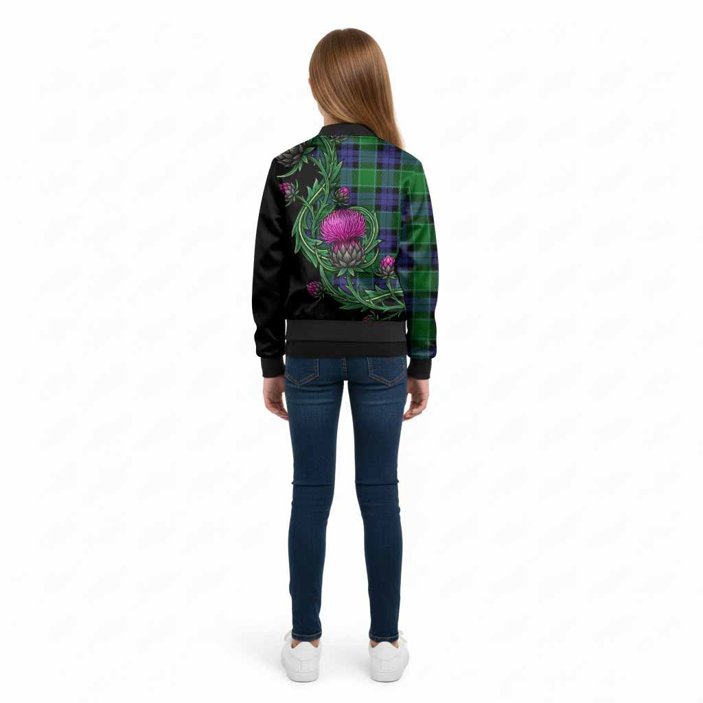 Monteith Tartan Kid Bomber Jacket Resilient Scottish Thistle - Tartan Vibes Clothing
