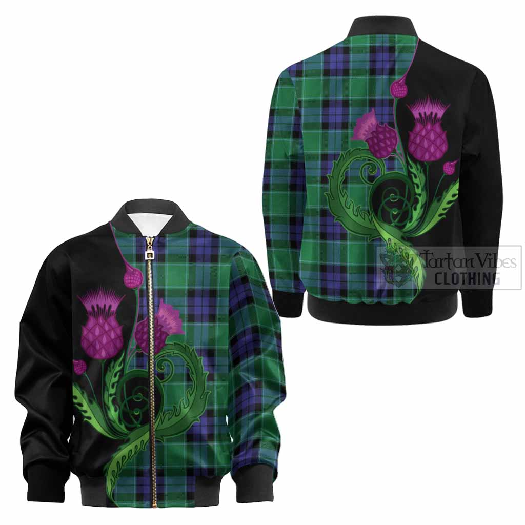 Monteith Tartan Kid Bomber Jacket Traditional Scottish Thistle