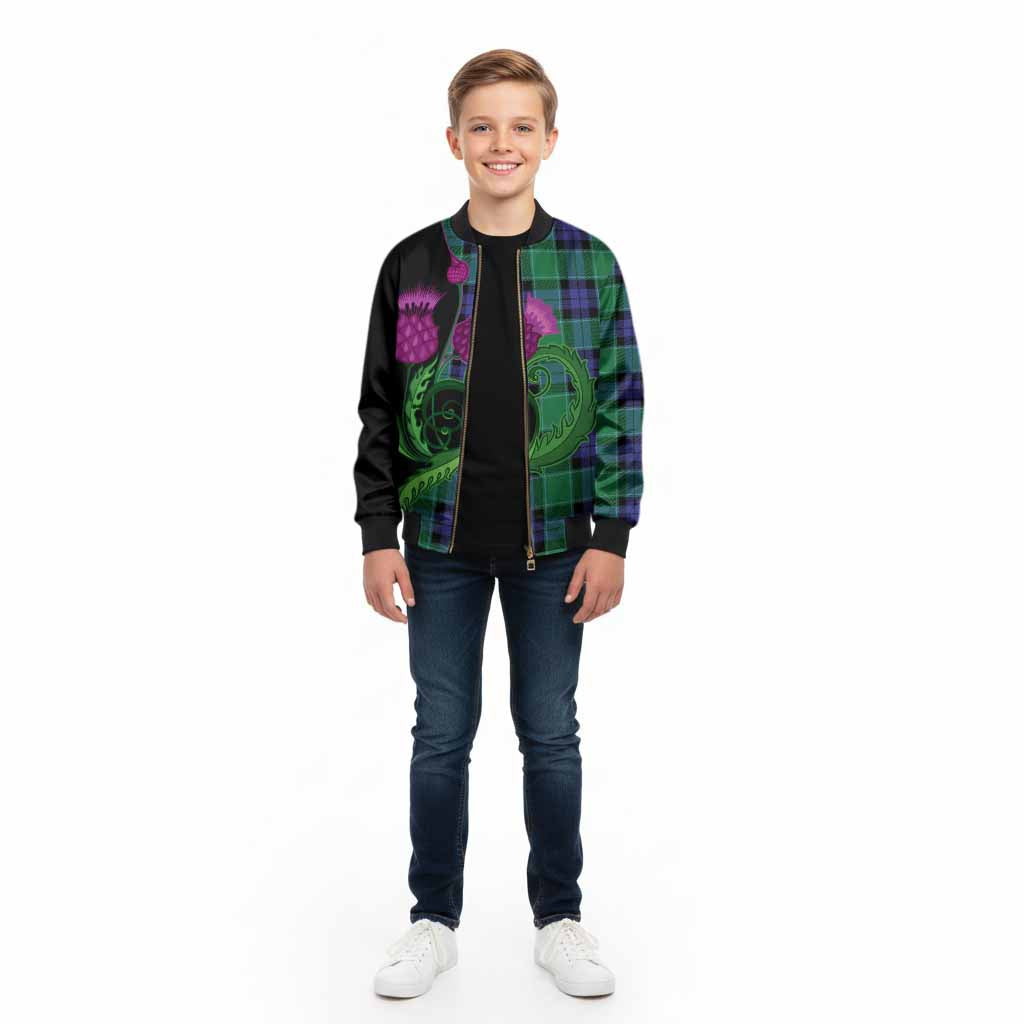Monteith Tartan Kid Bomber Jacket Traditional Scottish Thistle