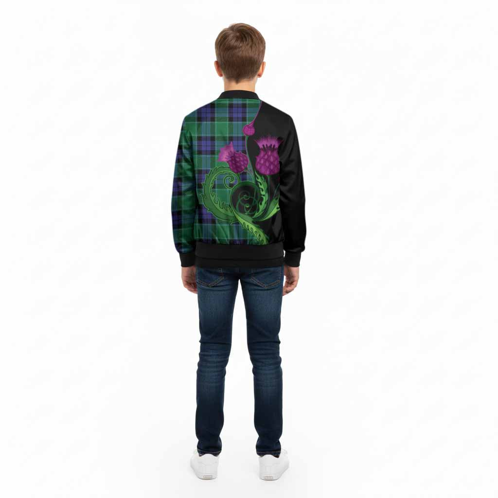 Monteith Tartan Kid Bomber Jacket Traditional Scottish Thistle