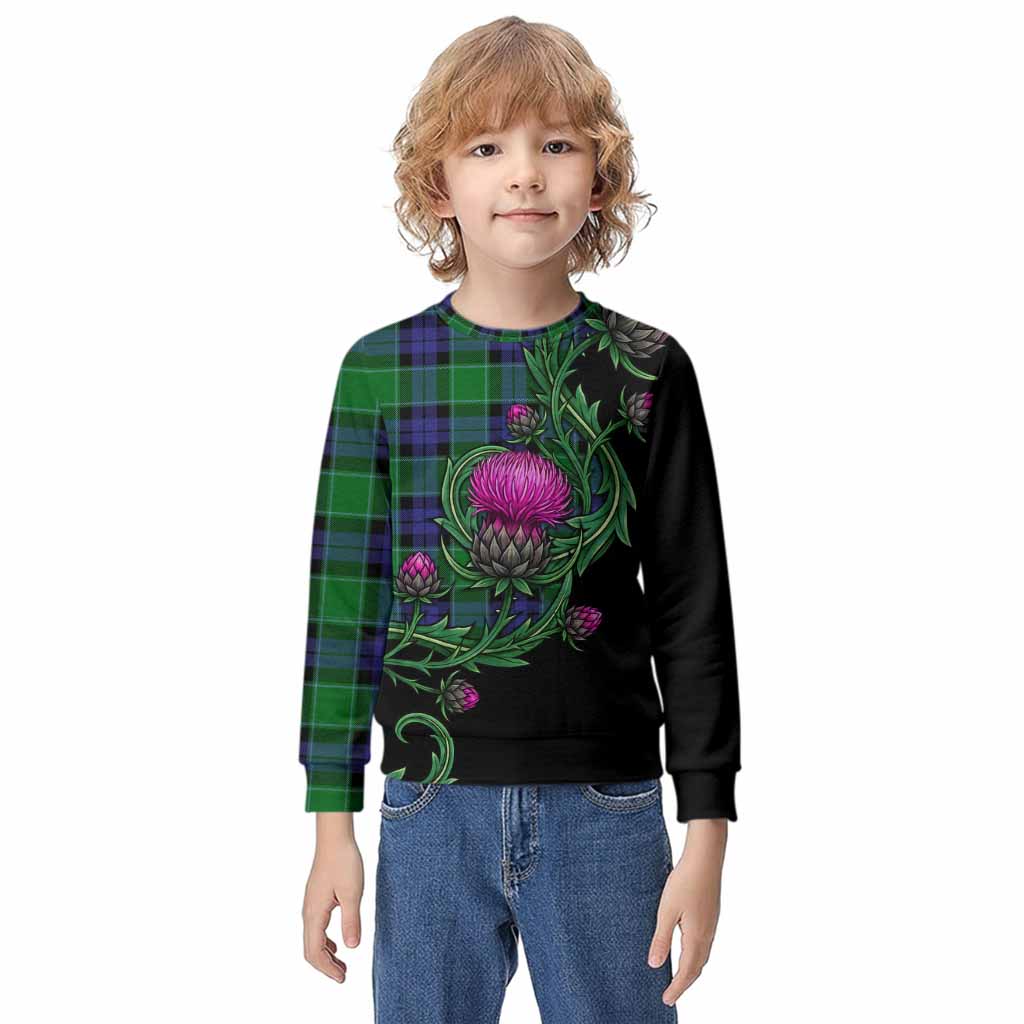 Monteith Tartan Kid Knitted Sweatshirt Resilient Scottish Thistle Kid - Tartan Vibes Clothing
