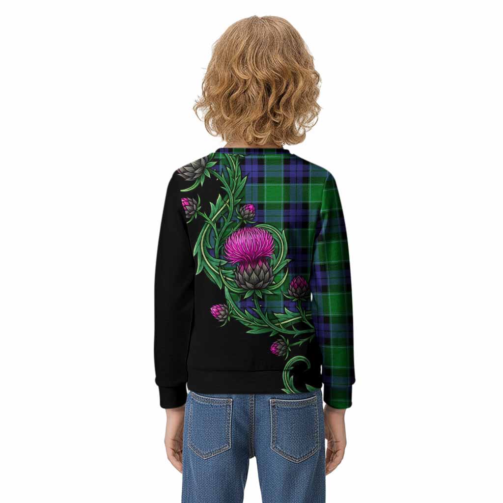 Monteith Tartan Kid Knitted Sweatshirt Resilient Scottish Thistle - Tartan Vibes Clothing
