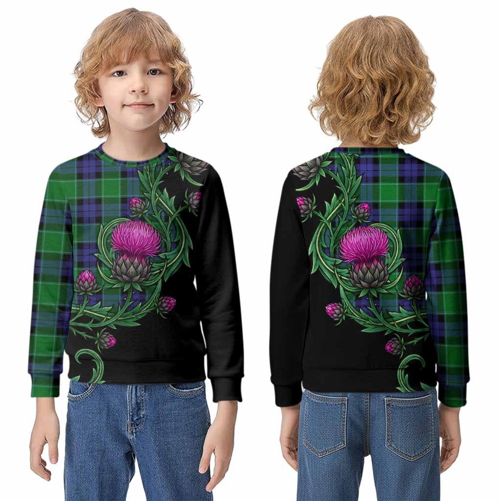 Monteith Tartan Kid Knitted Sweatshirt Resilient Scottish Thistle - Tartan Vibes Clothing