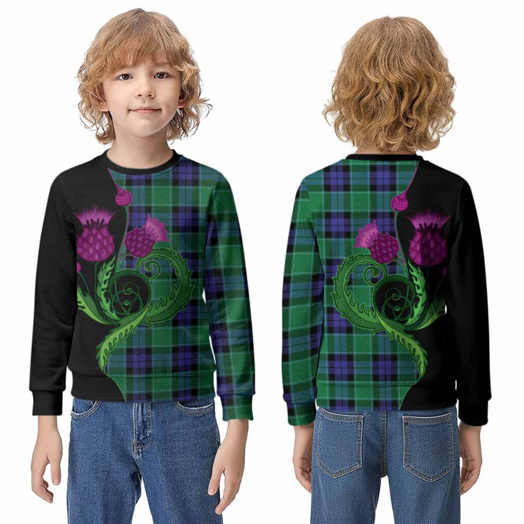 Monteith Tartan Kid Knitted Sweatshirt Traditional Scottish Thistle