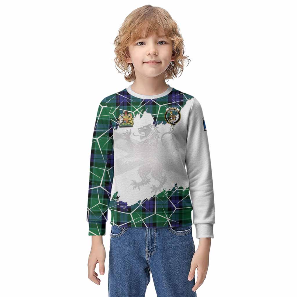 Monteith Tartan Kid Knitted Sweatshirt with Family Crest and Lion Rampant Grunge Style