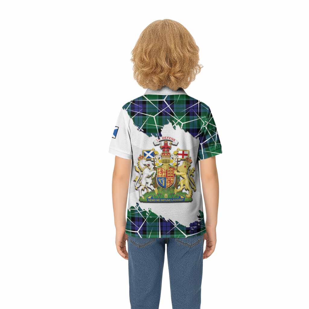 Monteith Tartan Kid Polo Shirt with Family Crest and Lion Rampant Grunge Style