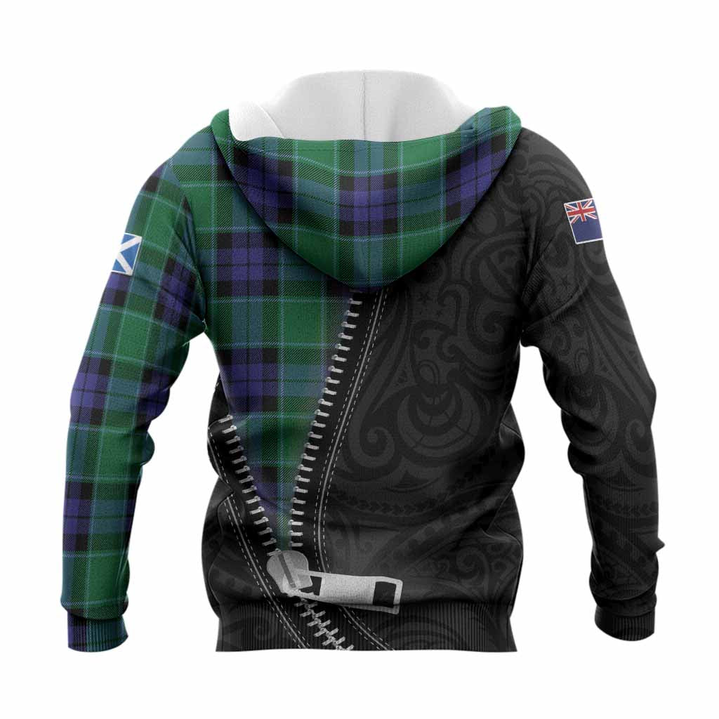 Monteith Tartan Knitted Hoodie New Zealand Pattern Unique Zipper Stylized