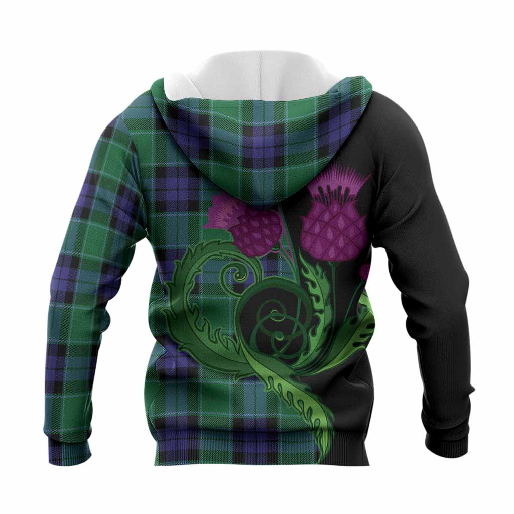 Monteith Tartan Knitted Hoodie Traditional Scottish Thistle