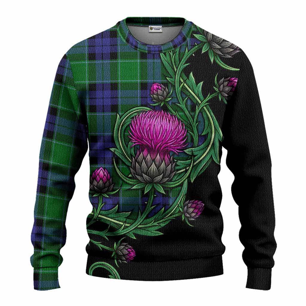 Monteith Tartan Knitted Sweater Resilient Scottish Thistle Unisex - Tartan Vibes Clothing
